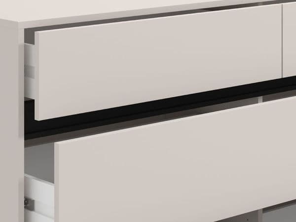 Aaro 157cm Wide Cashmere Chest of Drawers  6 Drawer Bedroom Furniture Storage Cabinet Unit | Modern Bedside Storage