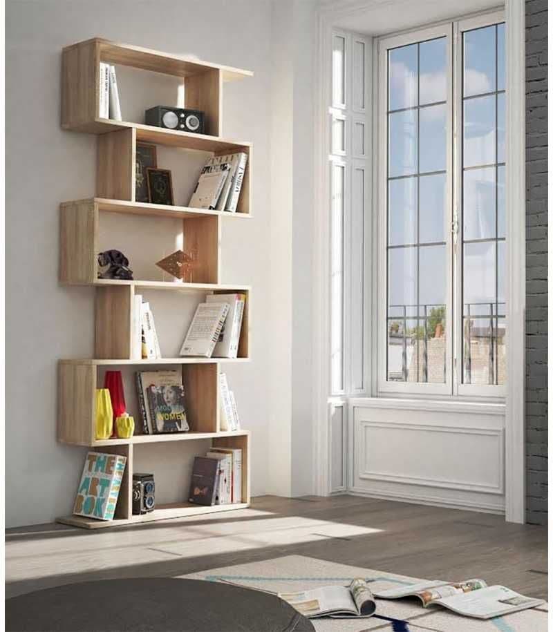 SHA Oak Effect 6-Tier Shelving Storage Bookcase Unit – Tall Book Shelves for Home and Office