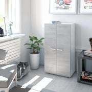 Lavish Kitchen Isle Zephyr grey and white shoe cabinet with 6 shelves for 12-21 pairs of shoes, stylish shoe storage stand.