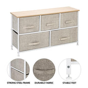 Lavish Kitchen Isle 2-tier wide closet dresser with five fabric drawers and a metal frame, ideal for organized storage.