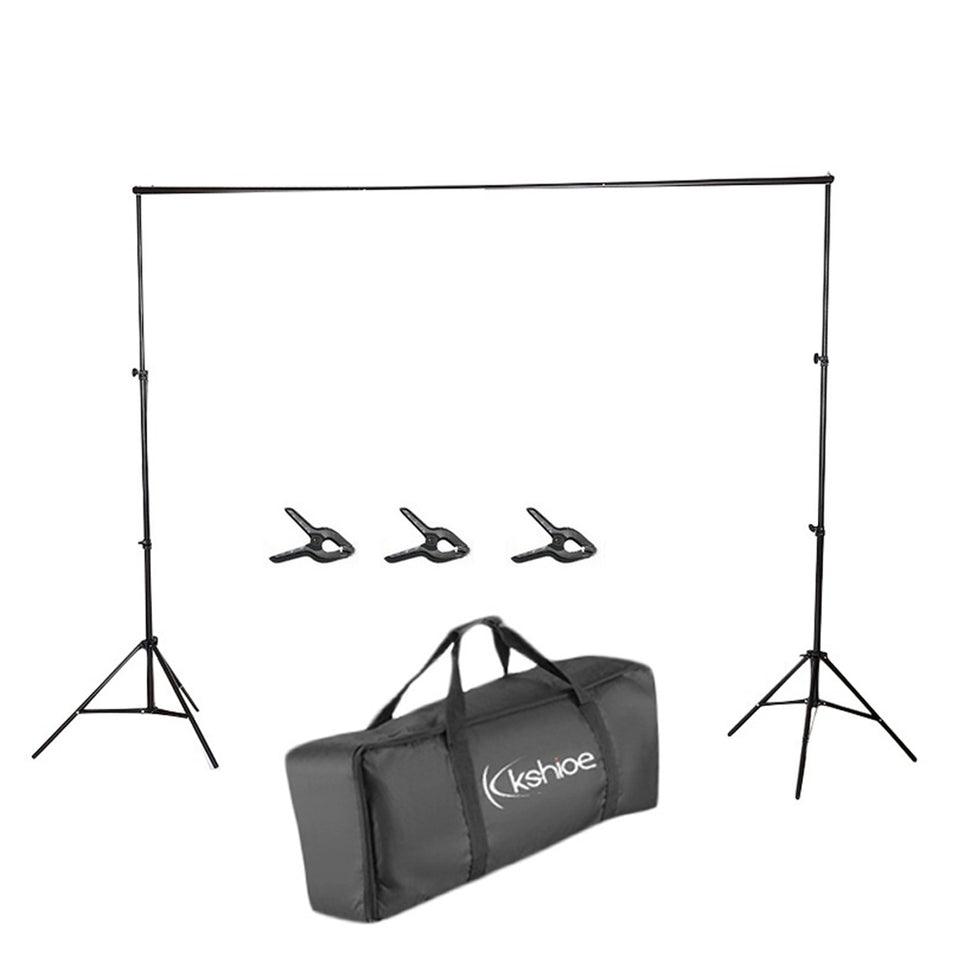 2*2M Backdrop Support Stand Set 3 Fish Mouth Clips Black
