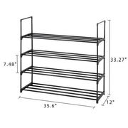 Black 4-tier shoe rack by Lavish Kitchen Isle, adjustable shoe tower shelf for bedroom, entryway, hallway, and closet storage.