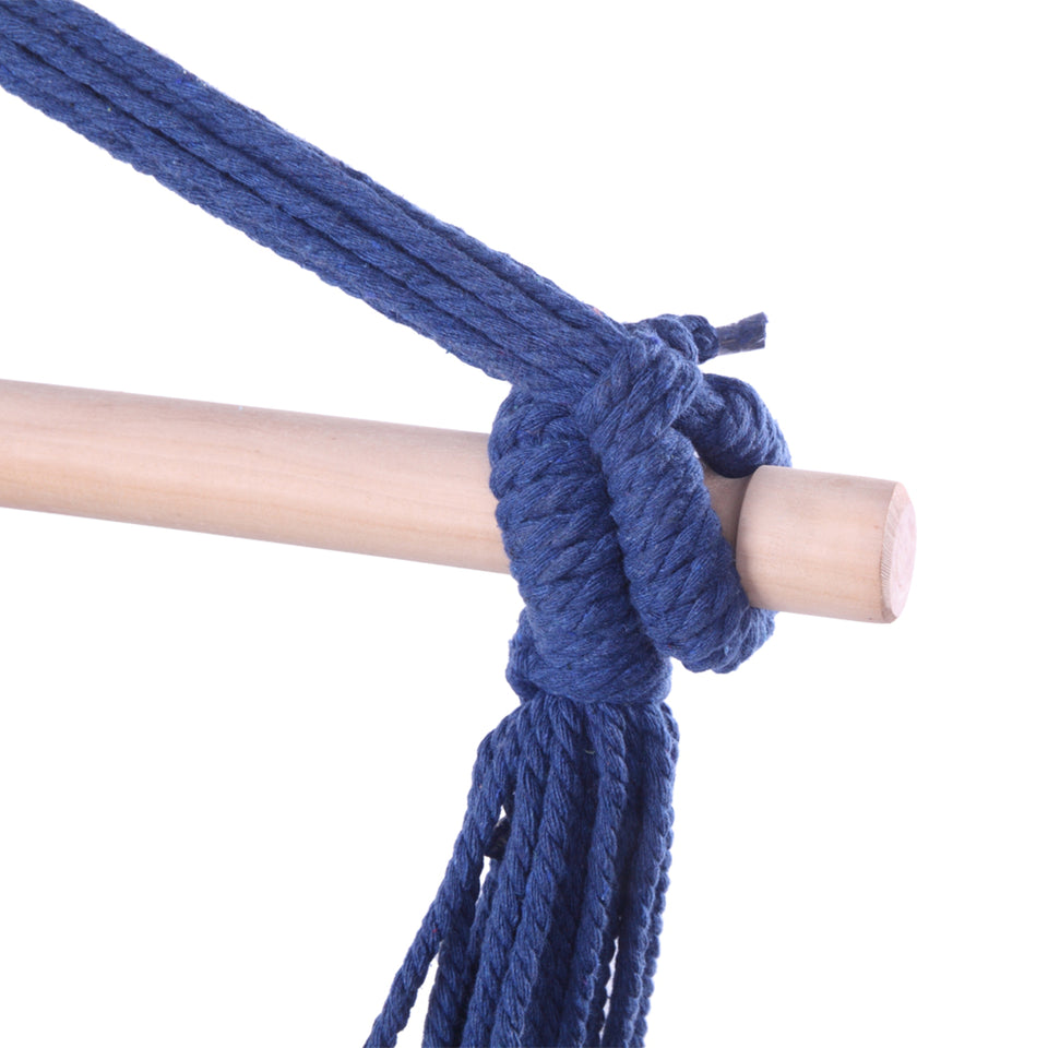 Distinctive Cotton Canvas Hanging Rope Chair with Pillows Blue