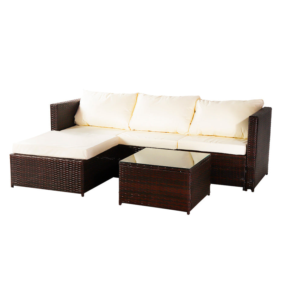 Oshion Three-piece Conjoined Sofa Pedal Coffee Table Brown (Combination of 2 Boxes)-Lavish Kitchen Island