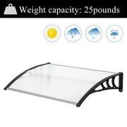 Lavish Kitchen Isle HT-120 x 80 white and black household door and window rain cover eaves canopy with bracket, outdoors.