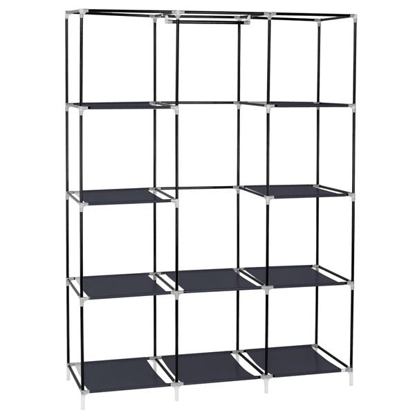 67" Portable Closet Organizer Wardrobe Storage Organizer with 10 Shelves Quick and Easy to Assemble Extra Space Grey