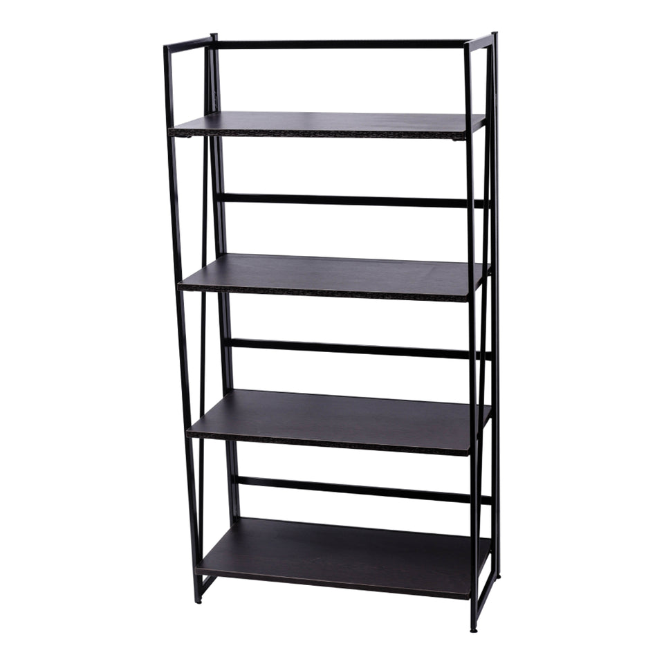 Folding Bookshelf Home Office Industrial  4 TiersBookcase Wooden Vintage