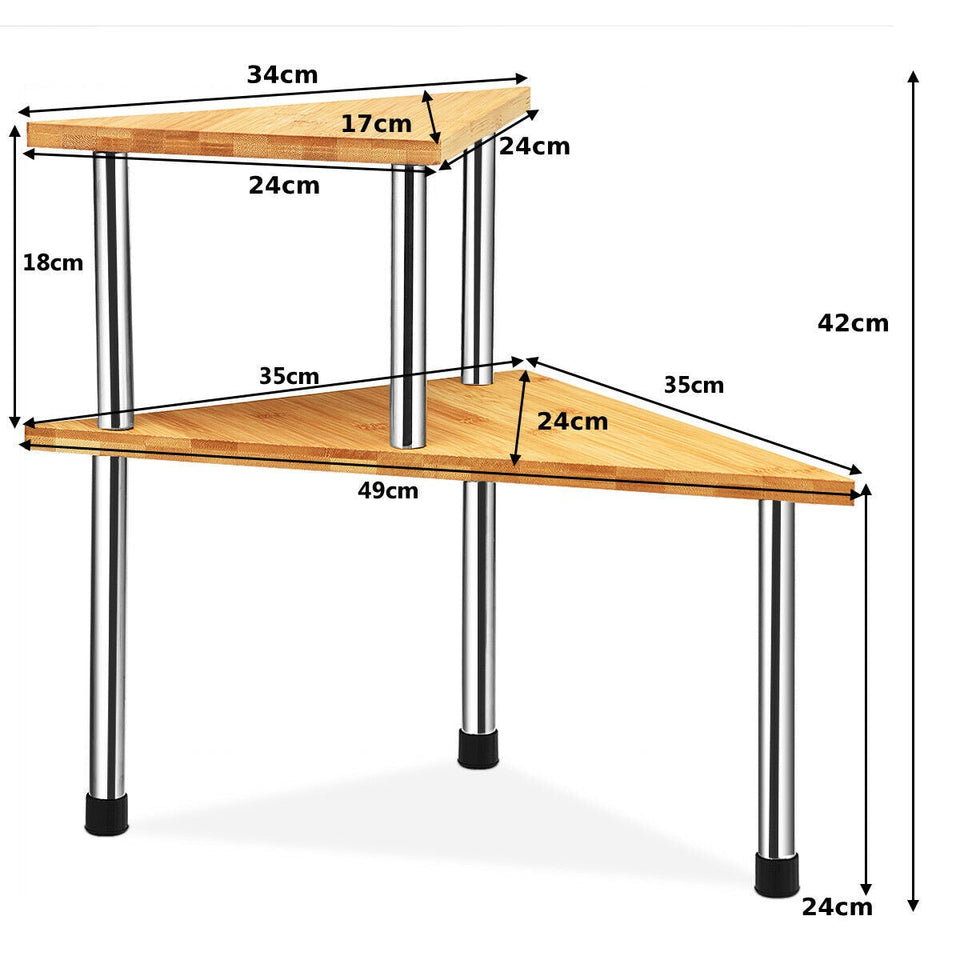 2-Tier Triangular Storage Shelf Countertop-COSTWAY