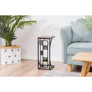 Brown iron side coffee table with a sleek, modern design, featuring a sturdy frame and spacious top surface.