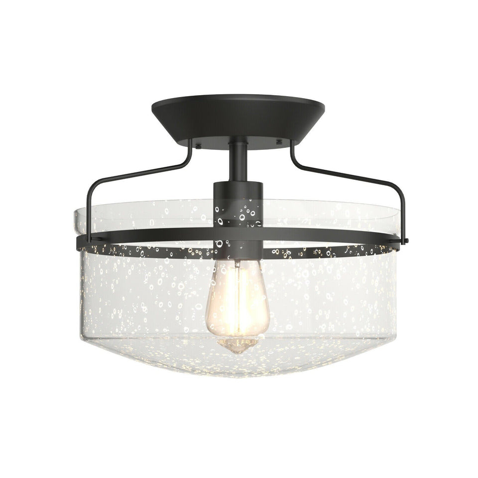 Retro Styled Ceiling Lamp with Seeded Glass Shade (E27 Bulb)-COSTWAY