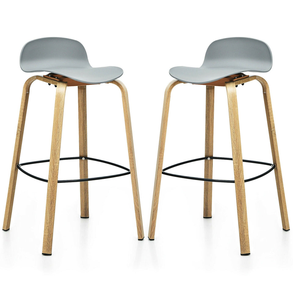 2 x High Counter Stools with Footrest-COSTWAY