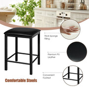 3 Piece Dining Table Set with 2 Faux Leather Backless Stools - Lavish Kitchen Isle