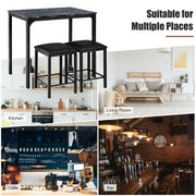 3 Piece Dining Table Set with 2 Faux Leather Backless Stools - Lavish Kitchen Isle