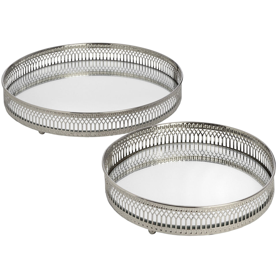 Set Of Two Circular Nickle Trays-Hill Interior
