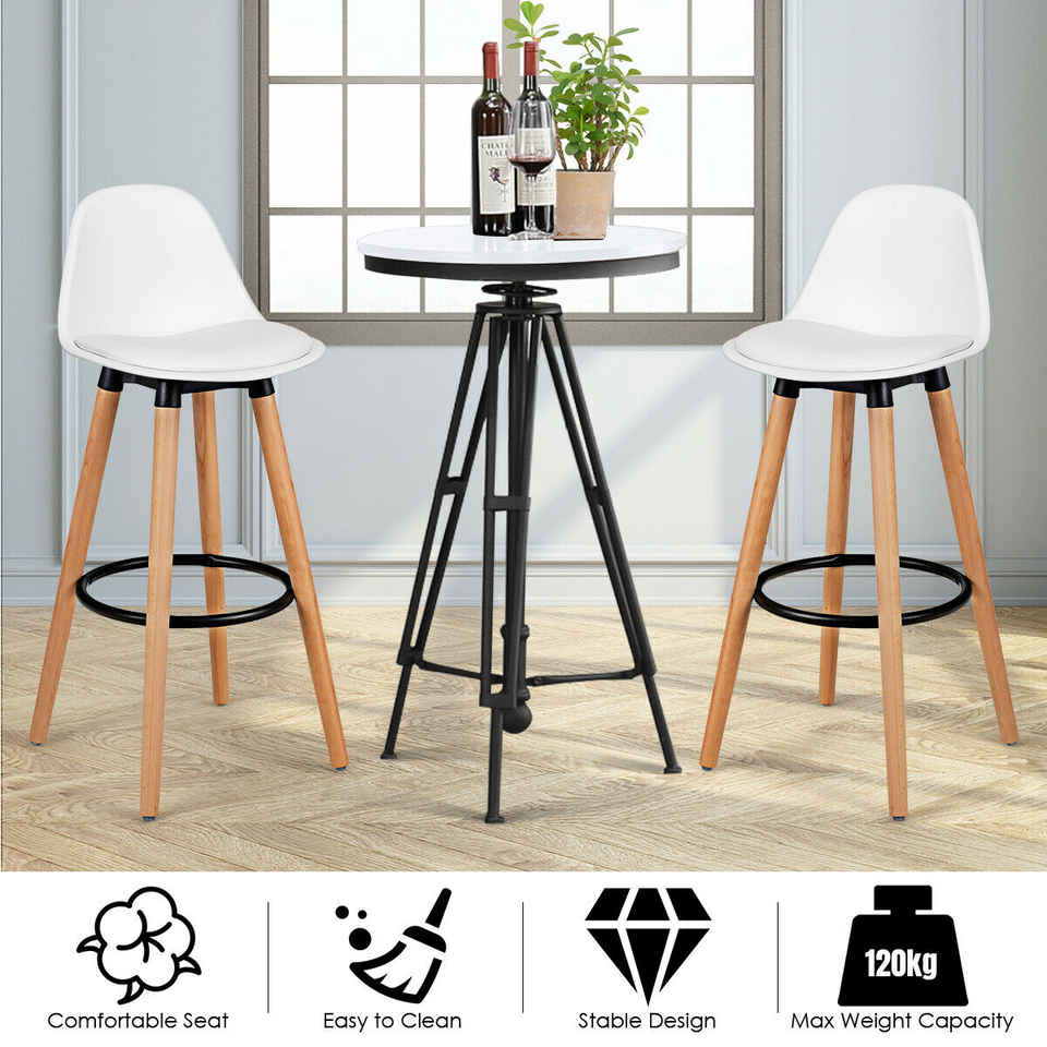 2 Piece PU Leather Bar Stool with Footrest-COSTWAY