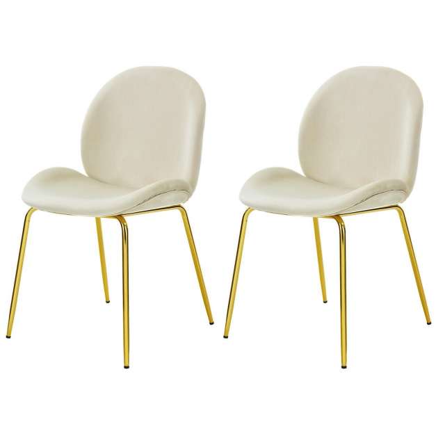 Set of 2 Velvet Dining Chair with Gold Metal Legs