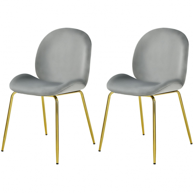 Set of 2 Velvet Dining Chair with Gold Metal Legs