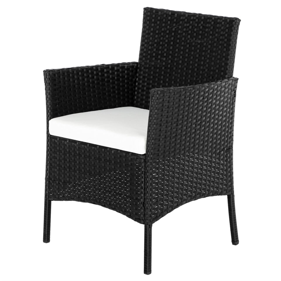 2pcs Arm Chairs, 1pc Love Seat & Tempered Glass Coffee Table Rattan Set  (Black)-Lavish Kitchen Island