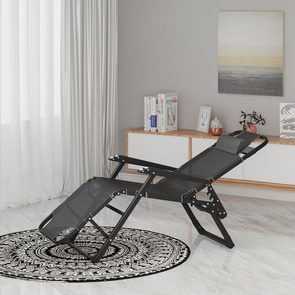 Sunloungers Folding Recliner Zero Gravity Garden Chair with Removable Headrest