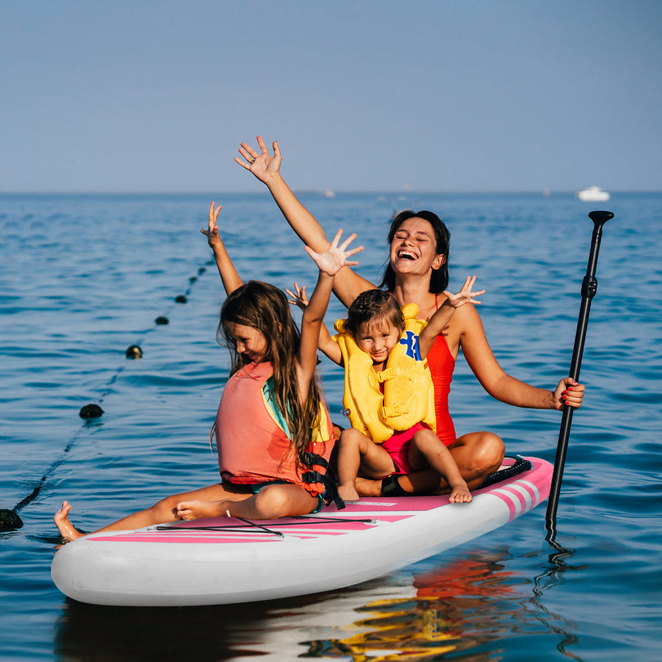 Inflatable Paddle Boards Stand Up 10.5'x30 x6 ISUP Surf Control Non-Slip Deck Standing Boat Pink