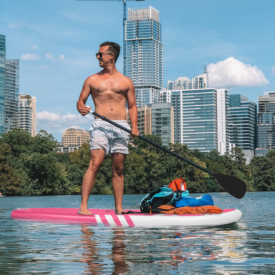 Inflatable Paddle Boards Stand Up 10.5'x30 x6 ISUP Surf Control Non-Slip Deck Standing Boat Pink