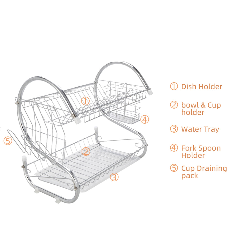 Multifunctional S-shaped two Layers Dish Rack