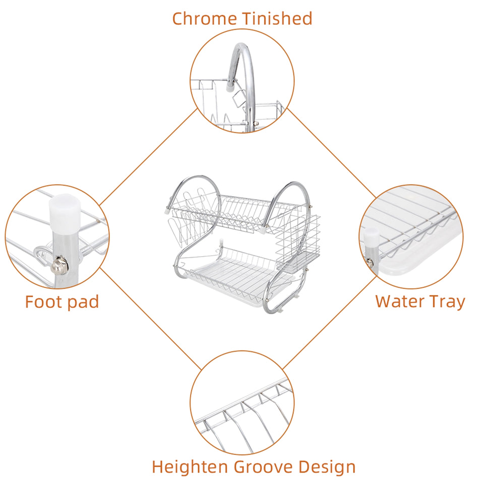 Multifunctional S-shaped two Layers Dish Rack