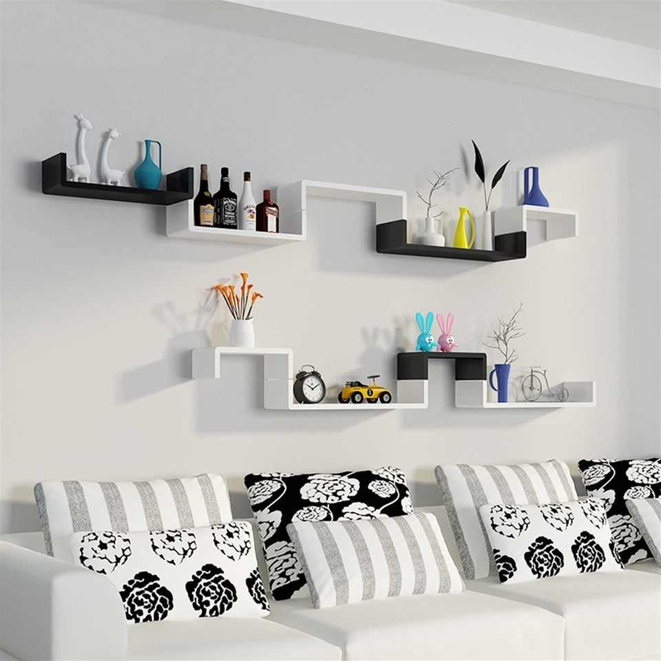 Set of 3 Floating Display Shelves Ledge Bookshelf Wall Mount Storage Home Décor White