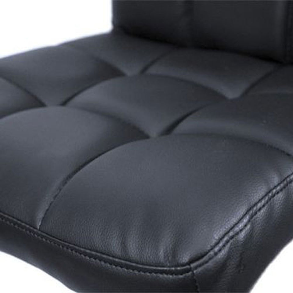 6 Checks Round Cushion No Armrest Bar Stool- Black (Set of two)