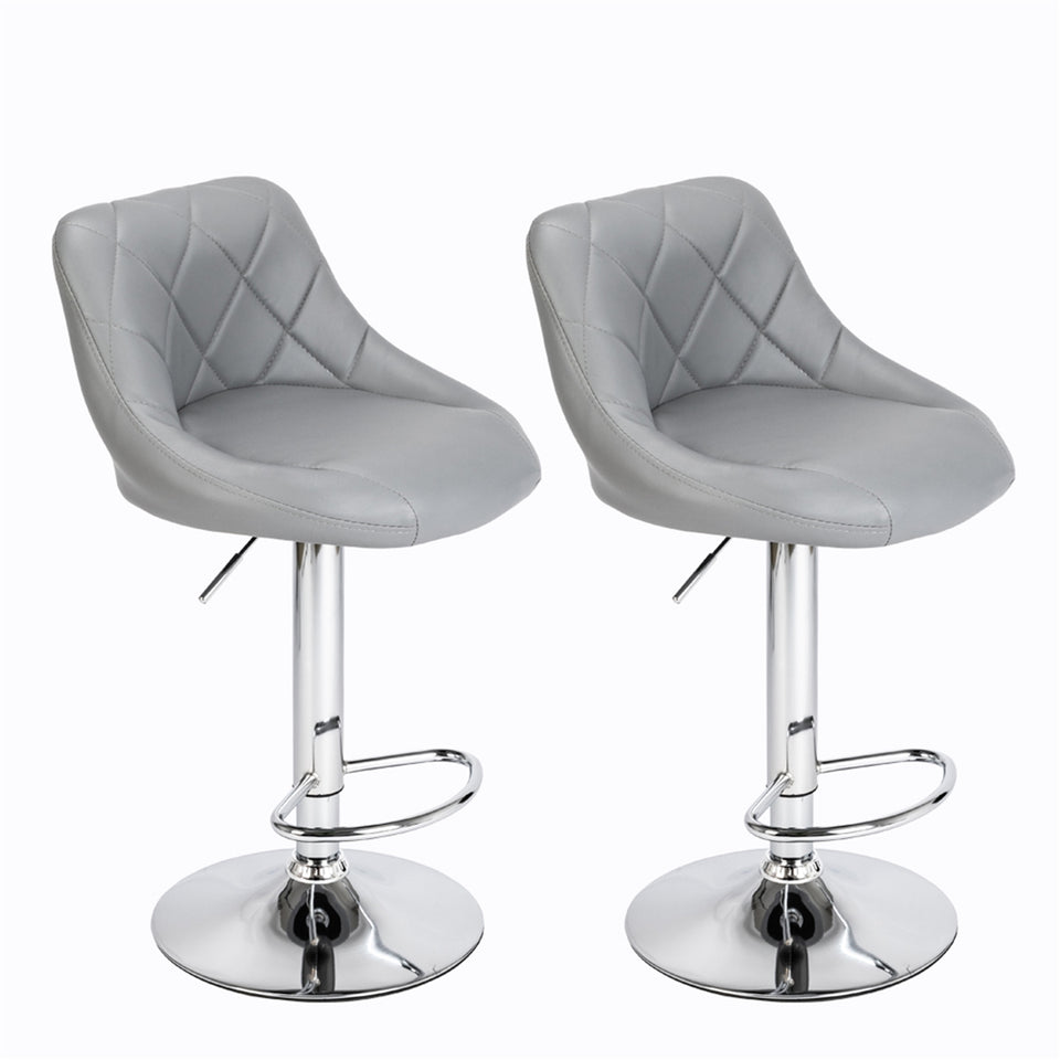 2pcs Adjustable no Armrest Rhombus Design Bar Stools -Grey