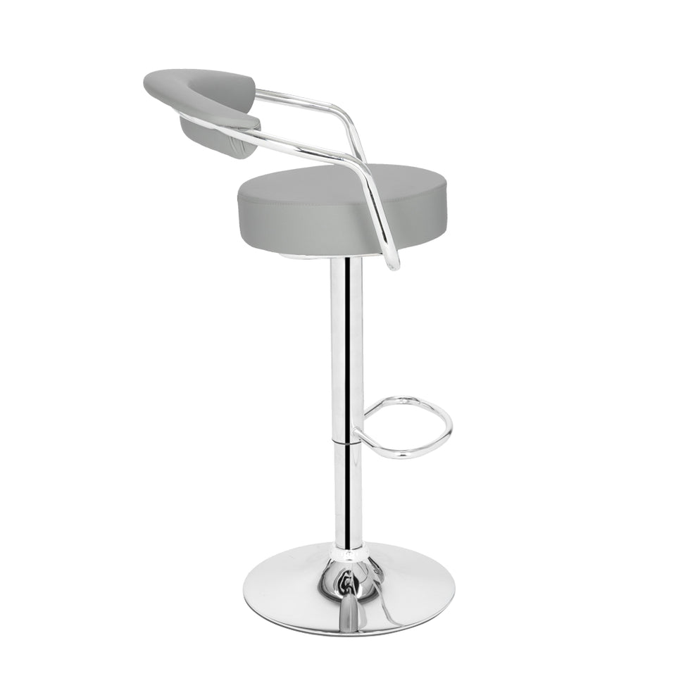High-grade Round Back Cushion Bar Stool- Grey (Set of 2)