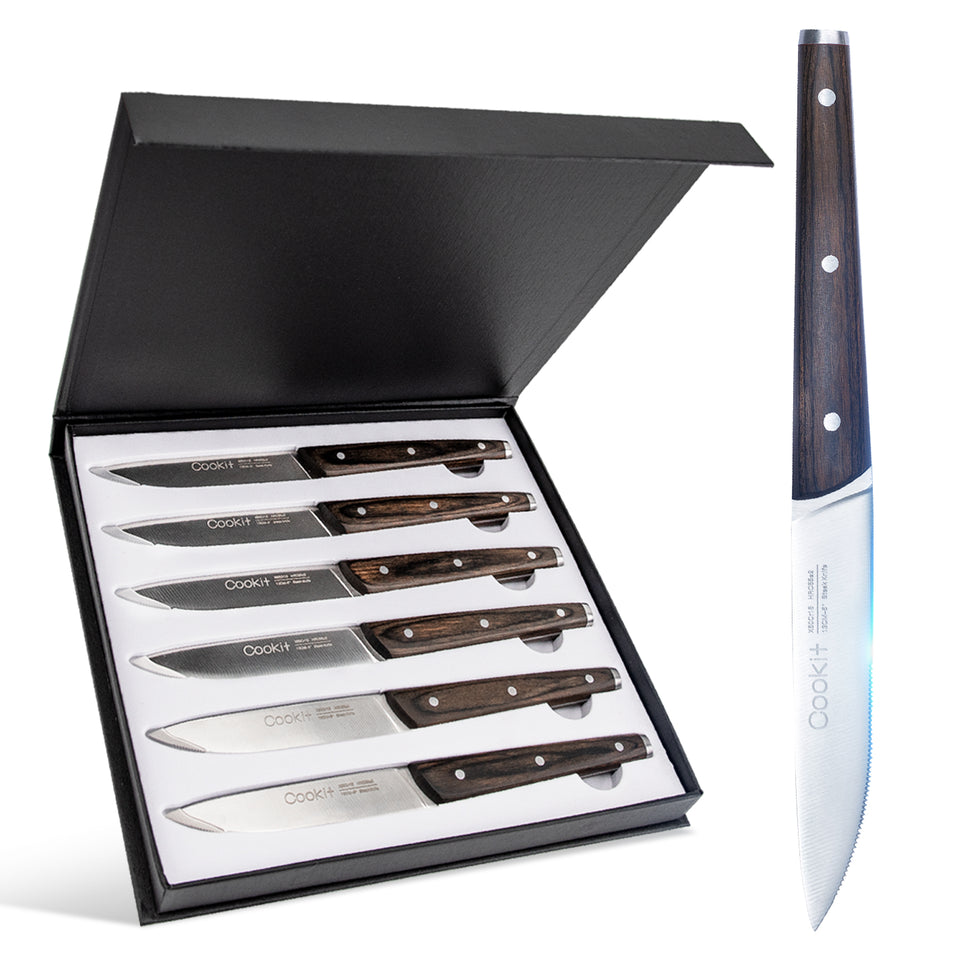 6Pcs Steak Knife Set- Serrated Stainless Steel
