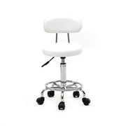 White round adjustable salon stool with backrest and line detail, Lavish Kitchen Isle brand, suitable for salon or kitchen use.