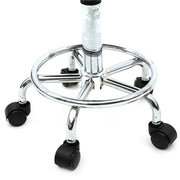 Lavish Kitchen Isle round adjustable salon stool with backrest, white line design, modern ergonomic seating for salon or beauty use.