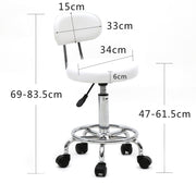 Lavish Kitchen Isle round adjustable salon stool with backrest, white line design, featuring a modern, ergonomic style for salon seating.
