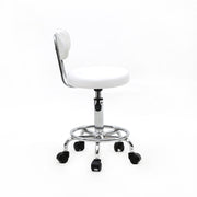 White round adjustable salon stool with backrest and line design, ergonomic seating from Lavish Kitchen Isle