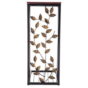 Brown leaf pattern iron side table, 54x30.5x21cm, featuring a unique design by Lavish Kitchen Isle.