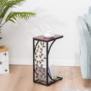 Brown iron side table with leaf pattern design, measuring 54x30.5x21cm, by Lavish Kitchen Isle.