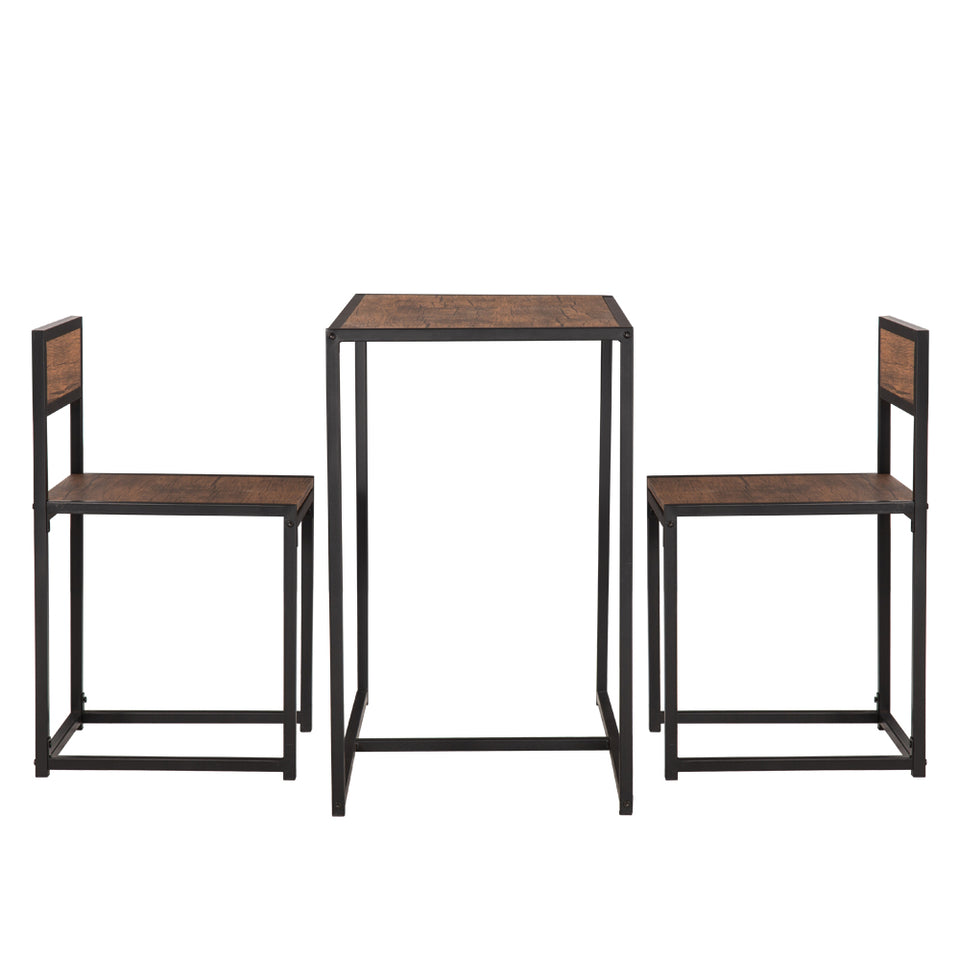 Elm Wood Simple Breakfast Table And Chair- Three-Piece
