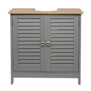 Modern Double Shutter Door MDF Bathroom Sink Cabinet Grey - Lavish Kitchen Isle