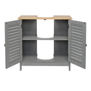 Modern Double Shutter Door MDF Bathroom Sink Cabinet Grey - Lavish Kitchen Isle