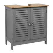 Modern Double Shutter Door MDF Bathroom Sink Cabinet Grey - Lavish Kitchen Isle