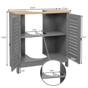 Modern Double Shutter Door MDF Bathroom Sink Cabinet Grey - Lavish Kitchen Isle