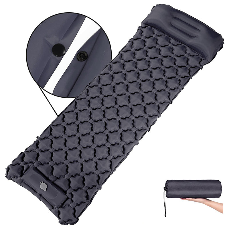 Integrated Foot Pump Portable Inflatable Camping Sleeping Mat with Pillow
