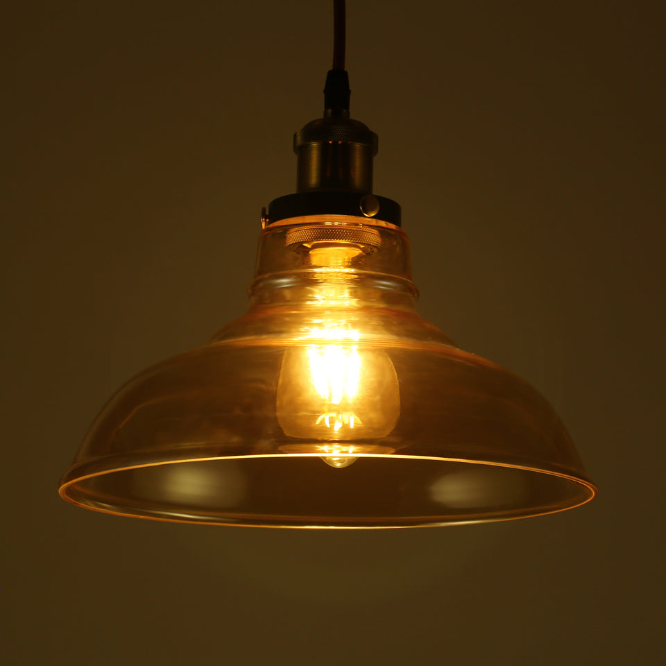 Retro Vintage Gold Glass Ceiling Hanging Pendant Shade Chandelier Light w/ bulb