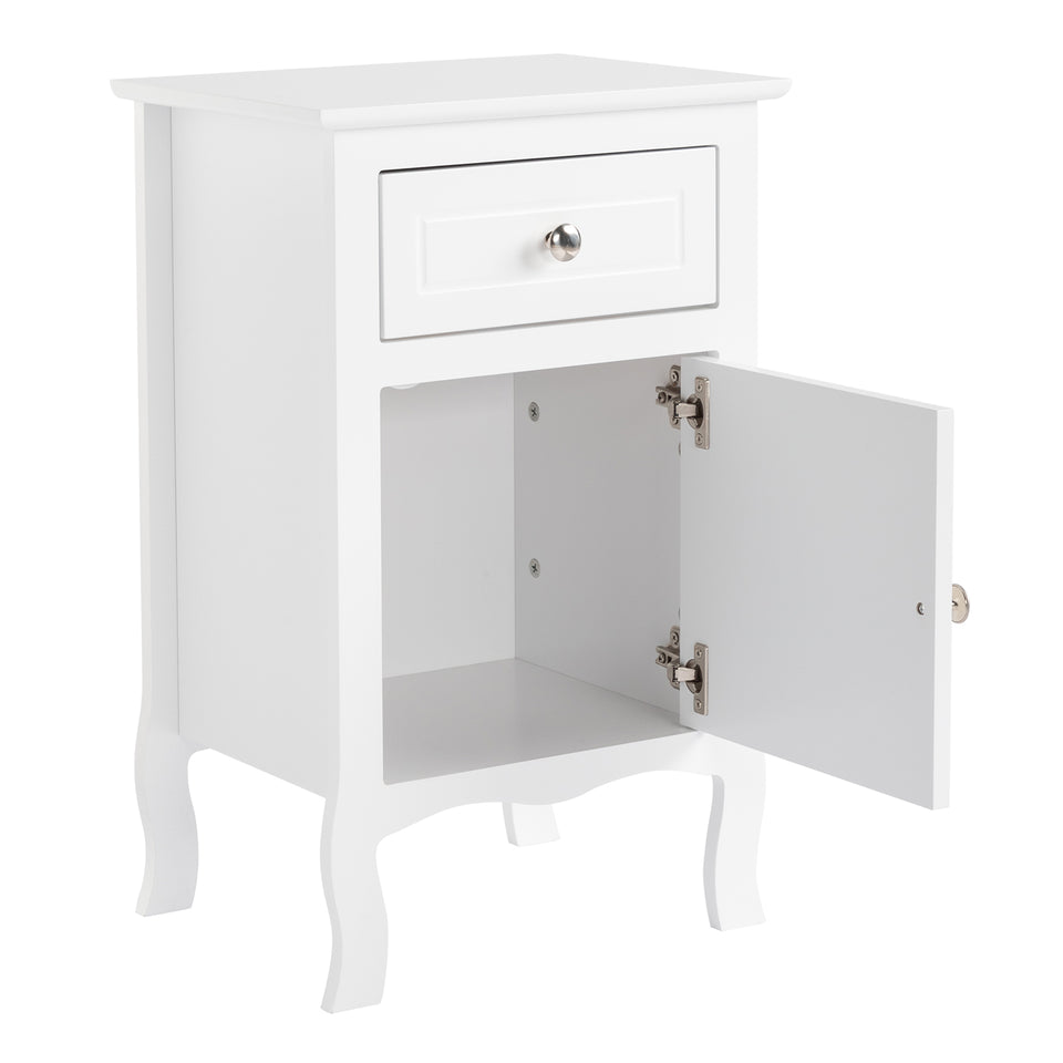 FCH 40*30*63cm Countryl Style MDF Spray Paint Curved Foot One Drawer One Door Night Table White