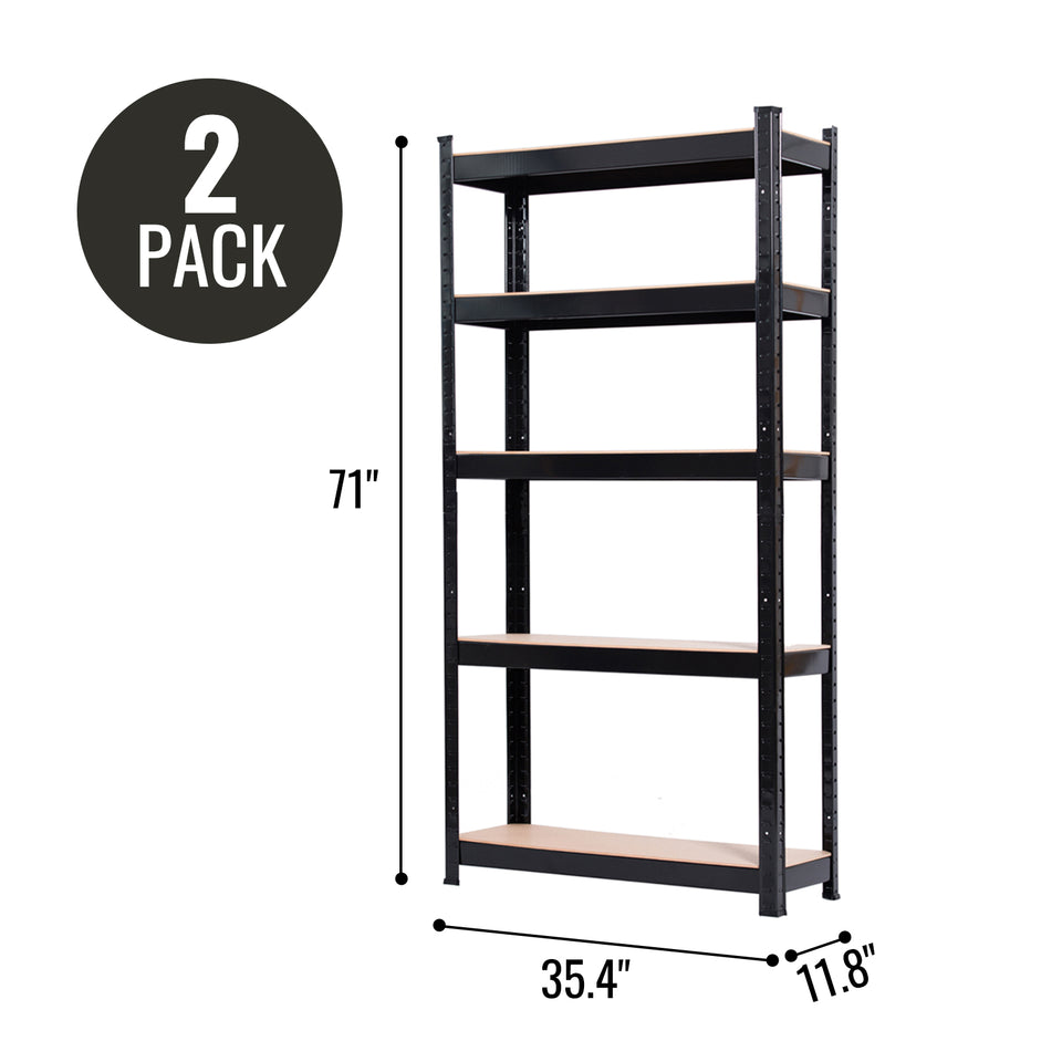 2 Packs Heavy Duty Metal Garage Shelving Unit Shed Storage Shelves Boltless Shelf Rack