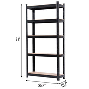 Heavy duty black metal garage shelving unit with five tiers, 180cm high, boltless storage rack by Lavish Kitchen Isle