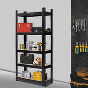 Heavy duty black metal garage shelving unit with five tiers, 180cm high, boltless storage rack by Lavish Kitchen Isle