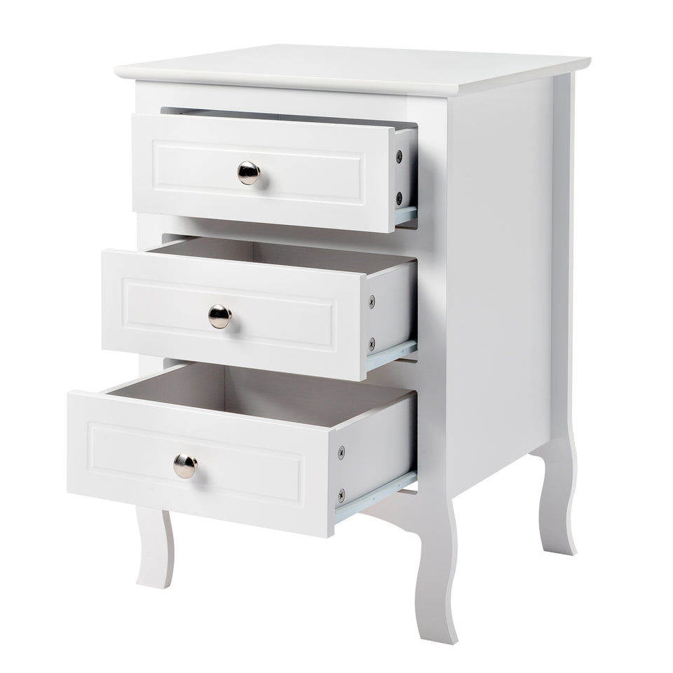 45*38*63cm Country Style Three Drawer Night Table Large Size White